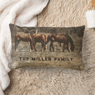 Horse Farm Vintage Land Rustic Western Lumbarkudde