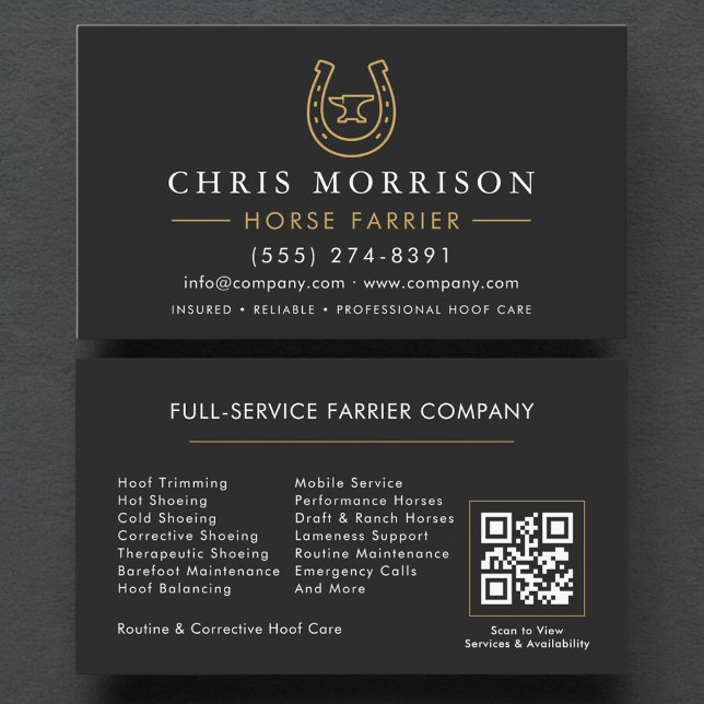 Horse Farrier Blacksmith QR Code Visitkort (Skapare uppladdad)