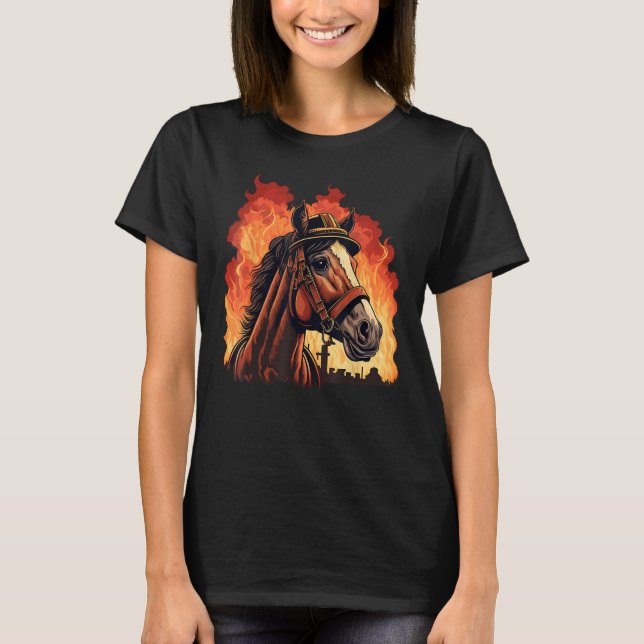 Horse Fireman på Firefighter Horse T Shirt (Framsida)
