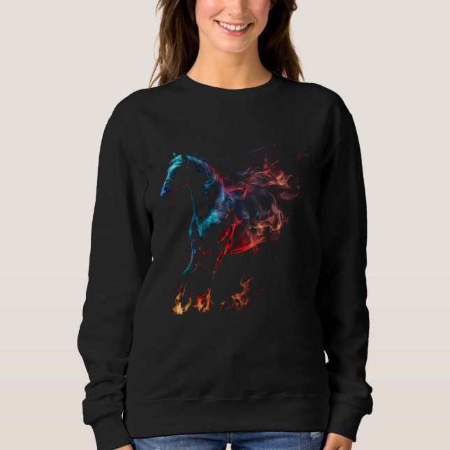 Horse Flames Horse  Retro Rider Horses T Shirt (Framsida)