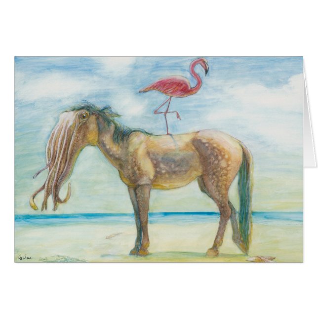 Horse & Flamingo med Tentacles-kort OBS Kort (Framsidan Horizontal)