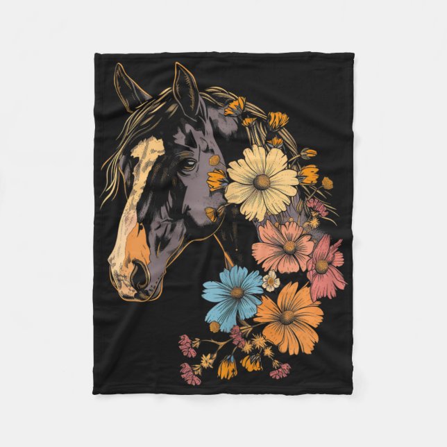 Horse Flowers  Cowgirl Equestrian Fleecefilt (Framsidan)