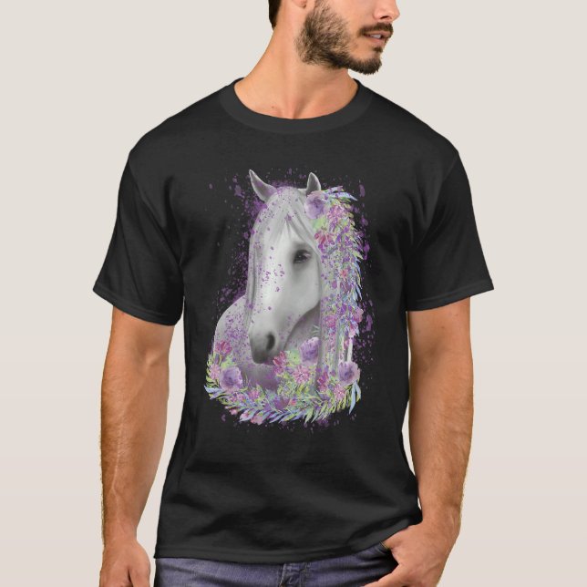 Horse Flowers  Horse Owner T Shirt (Framsida)