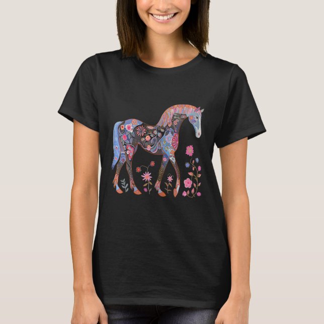 Horse Flowers Horseback Riding Equestrian Horse Gi T Shirt (Framsida)