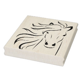 Horse Flowing Mane Etched Rubber Frimärke Stämpel