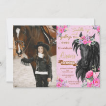 Horse Födelsedagsfest Cowgirl Rosa Blommigt Birthd