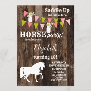 Horse födelsedagsfest inbjudan
