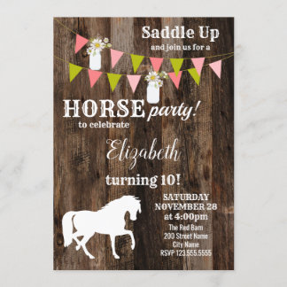 Horse födelsedagsfest inbjudan