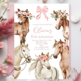 Horse födelsedagsfest inbjudan, Girl horse invita Inbjudningar