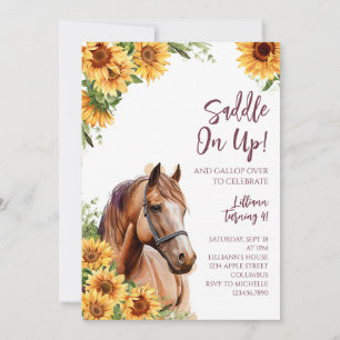 Horse Födelsedagsfest inbjudan Sunblommor
