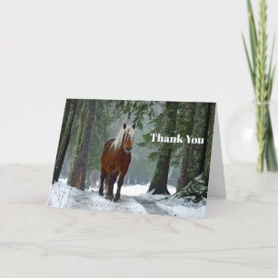 Horse Forest Snö Watercolor Tack Kort
