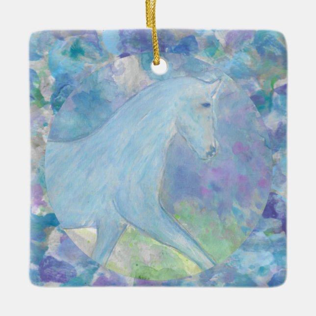 Horse Forward Dream Circle med Teal Art Ornament (Framsida)