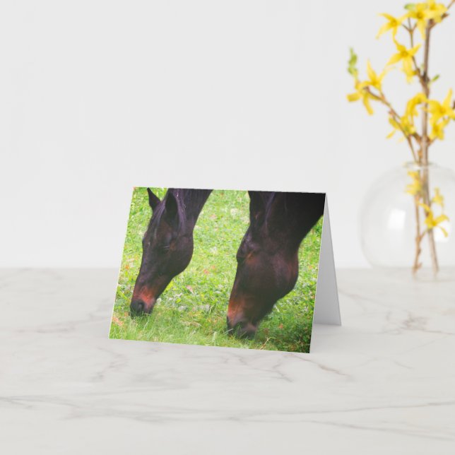 Horse Friends Graends Blank Note Card Kort (Gul blomma)