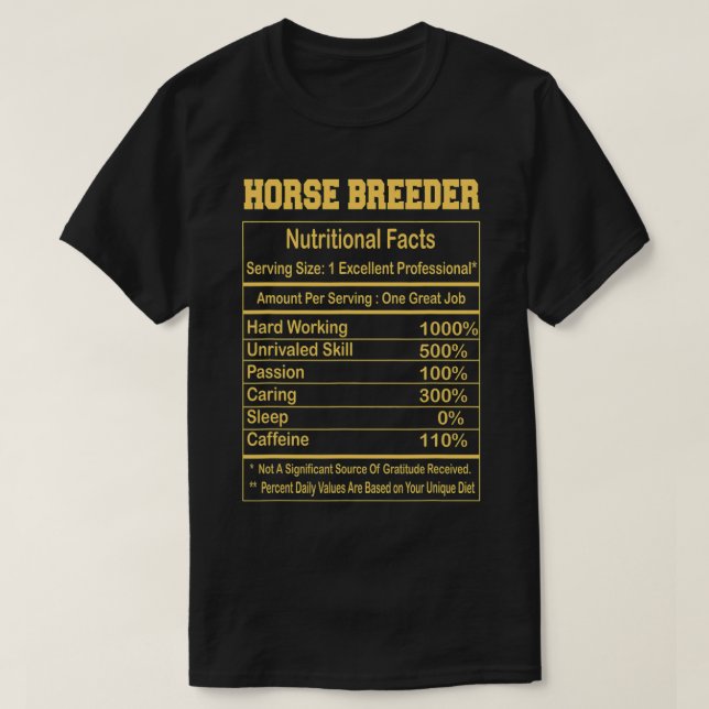 Horse Funny Horse breeder Nutritional Facts Motiva T Shirt (Design framsida)