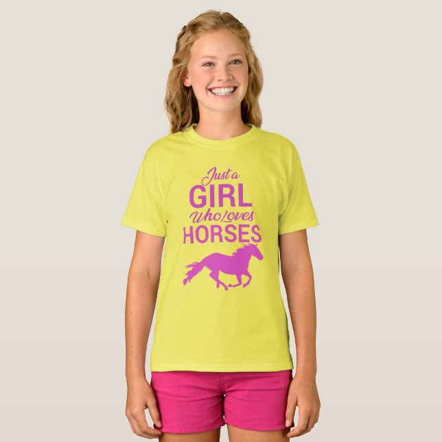 Horse Gallop A Girl Kärlek Horses T-Shirt (Hel framsida)