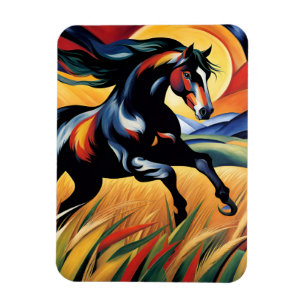 Horse Galloping i Wheat Fält Magnet