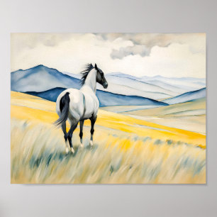Horse Gazing over Scenia Ligcape Poster