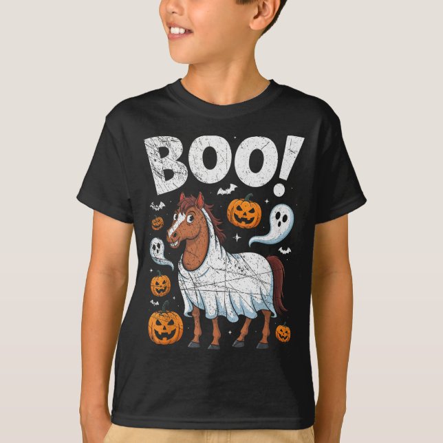 Horse Ghost Costume Funny Equestrian Horses Lover  T Shirt (Framsida)