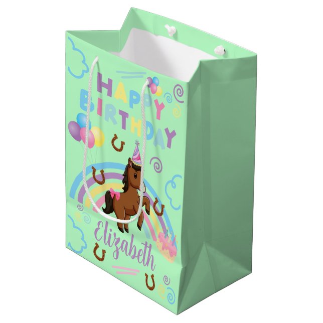 Horse Gift Bag in Green (Framsidan Vinklad)