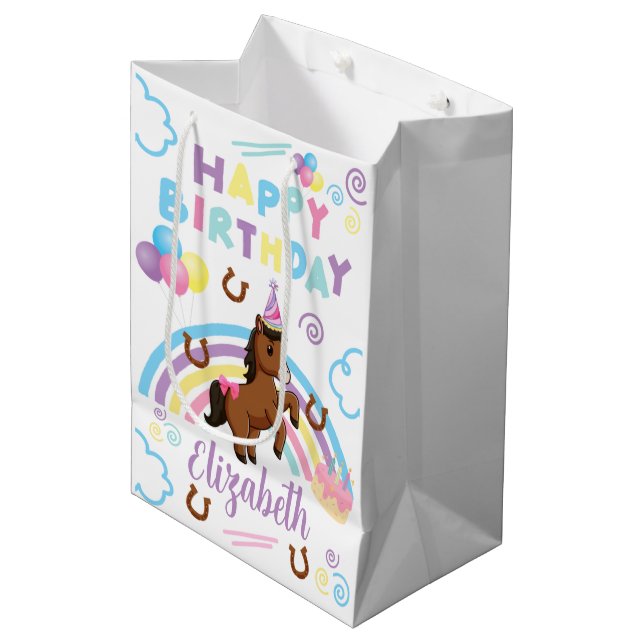 Horse Gift Bag in White (Framsidan Vinklad)