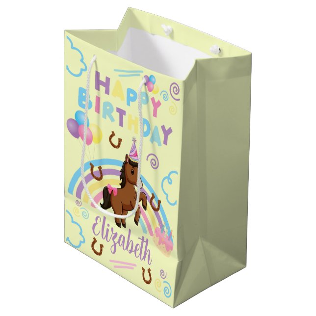 Horse Gift Bag in Yellow (Framsidan Vinklad)