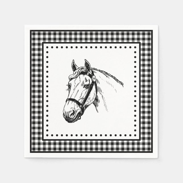Horse Gingham Pappersservett (Framsidan)