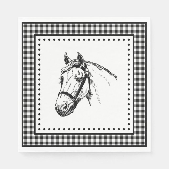 Horse Gingham Pappersservett (Framsidan)