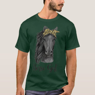Horse Girl Bandana Leopard  Horse T Shirt