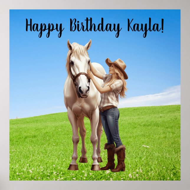 Horse Girl Birthday Celebration Special Message  Poster (Framsidan)