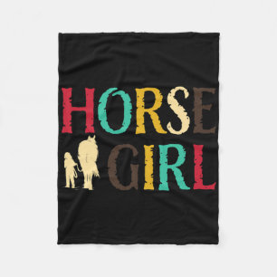 Horse Girl - Cute Colorful Retro Fleecefilt
