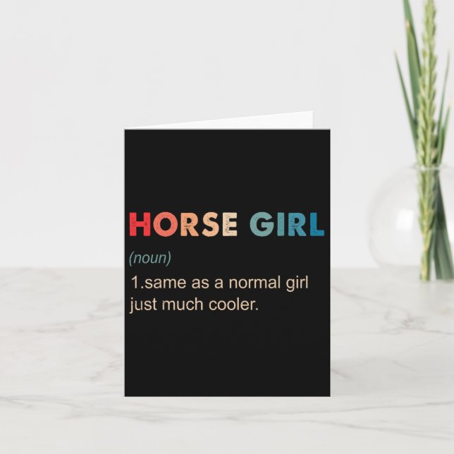 Horse Girl Definition Funny Equestrian Gift Horseb Kort (Framsida)