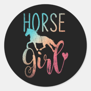 Horse Girl Equestrian Women Girls Horseback Runt Klistermärke