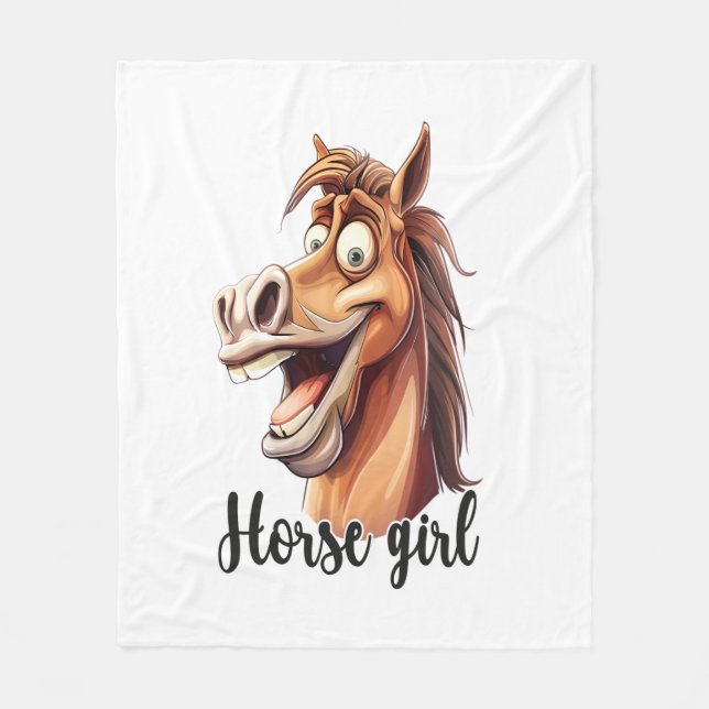 Horse Girl Funny Horse Fleecefilt (Framsidan)