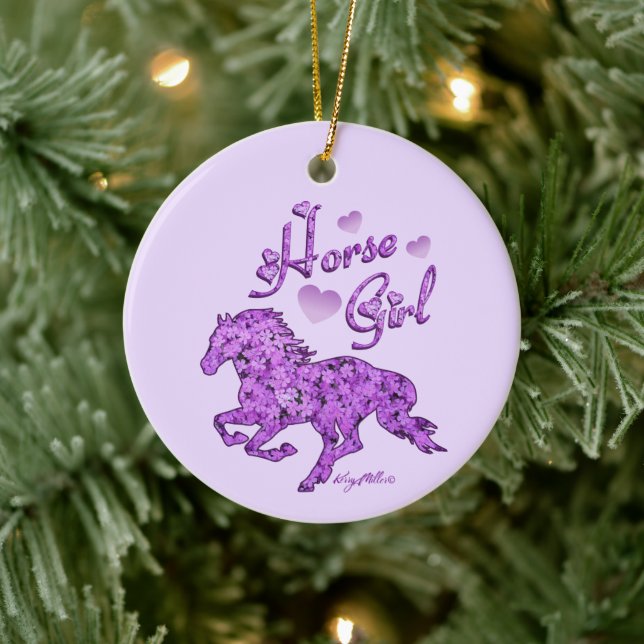 Horse Girl, Horse Ceramic Ornament (Träd)