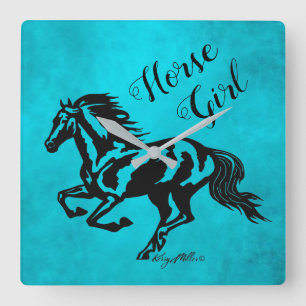 Horse Girl, Horse Square Wall Clock Fyrkantig Klocka