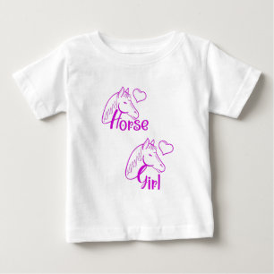 Horse Girl in Purple with Horse Head Font T Shirt