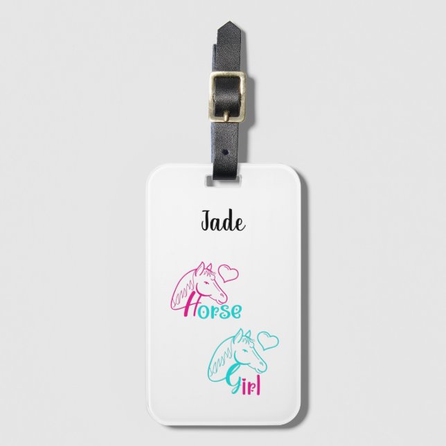 Horse Girl in Rosa and Turquise Bagagebricka (Framsida vertikal)