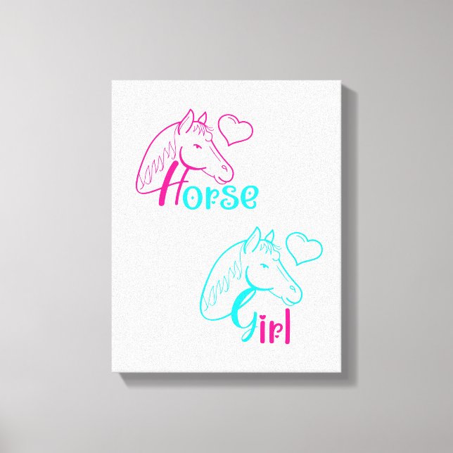 Horse Girl in Rosa and Turquise Canvastryck (Framsida)