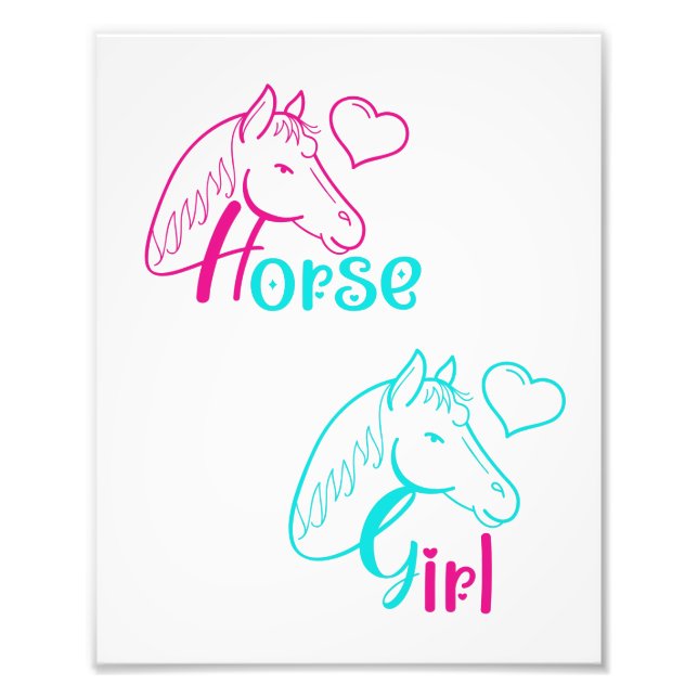 Horse Girl in Rosa and Turquise Fototryck (Framsidan)