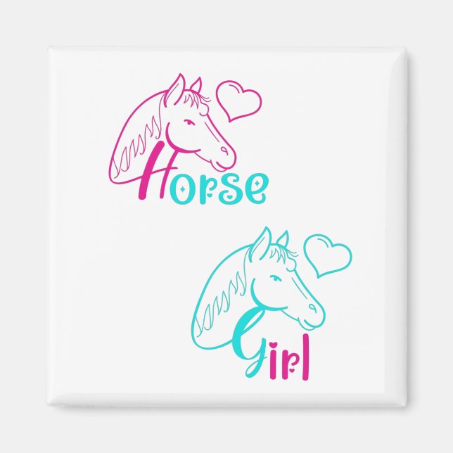 Horse Girl in Rosa and Turquise Magnet (Framsidan)