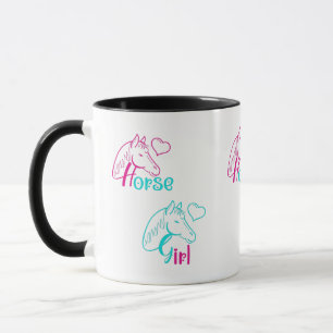 Horse Girl in Rosa and Turquise Mugg