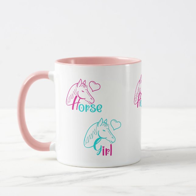 Horse Girl in Rosa and Turquise Mugg (Vänster)