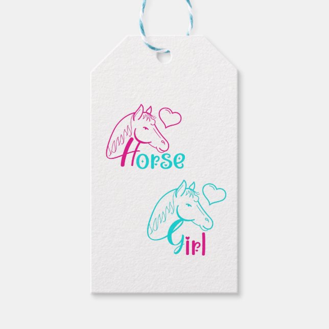 Horse Girl in Rosa and Turquise Presentetikett (Framsidan)