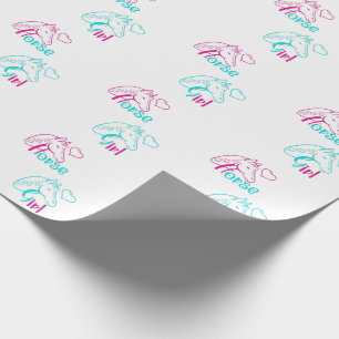 Horse Girl in Rosa and Turquise Presentpapper