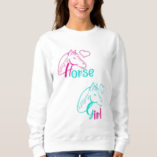 Horse Girl in Rosa and Turquise T Shirt
