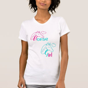 Horse Girl in Rosa and Turquise T Shirt