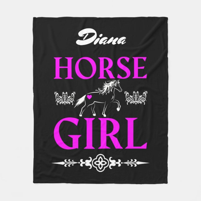 Horse Girl med Namn Fleece Blanket (Framsidan)