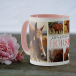 Horse Girl Photo Collage Mugg<br><div class="desc">Personlig Ekvestrian mugg med en 6 fotosamlingsmall för din hushäst och ordspråket "bara en tjej som kärlek hästar".</div>