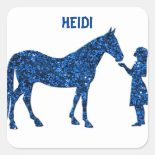 HORSE & GIRL STICKERS PERSONLIG. FYRKANTIGT KLISTERMÄRKE