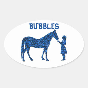 HORSE & GIRL STICKERS PERSONLIG. OVALT KLISTERMÄRKE